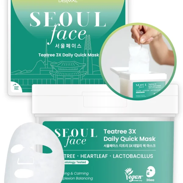 SEOU.L Teatree 3X Daily Quick Mask Mặt nạ phục hồi – làm dịu da mụn – kháng viêm hằng ngày